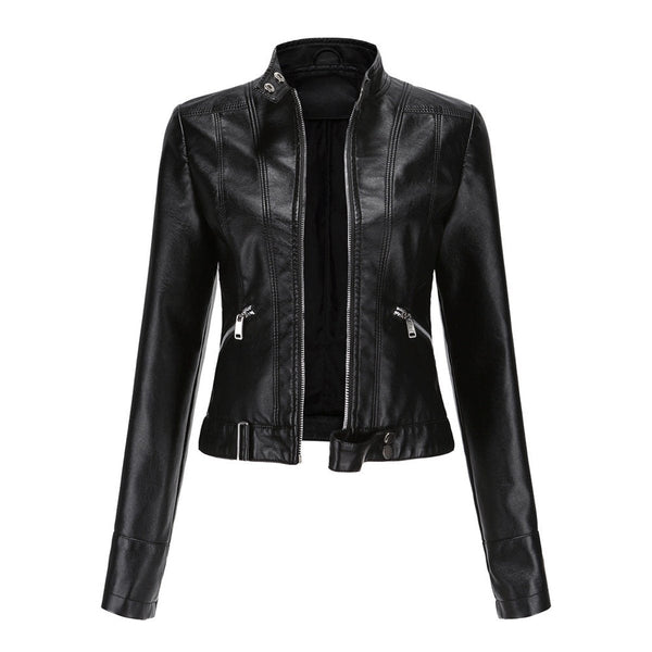 Linnea | Cazadora biker corta con cuello alto