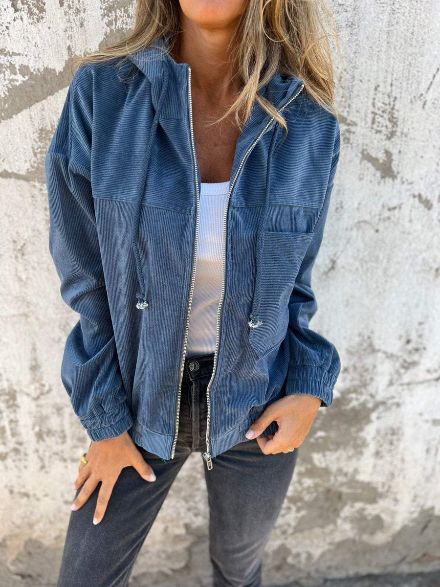 Lauren | Chaqueta acanalada con capucha y cremallera