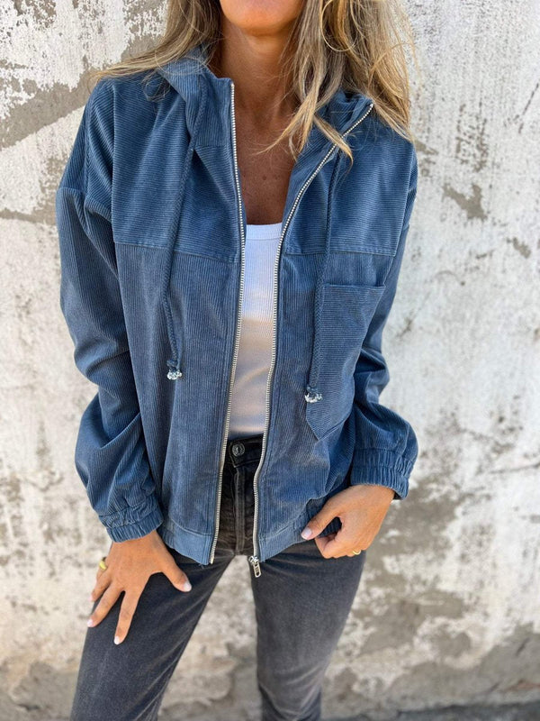 Lauren | Chaqueta acanalada con capucha y cremallera