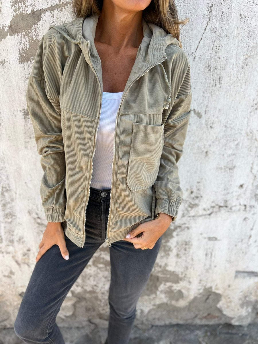 Lauren | Chaqueta acanalada con capucha y cremallera
