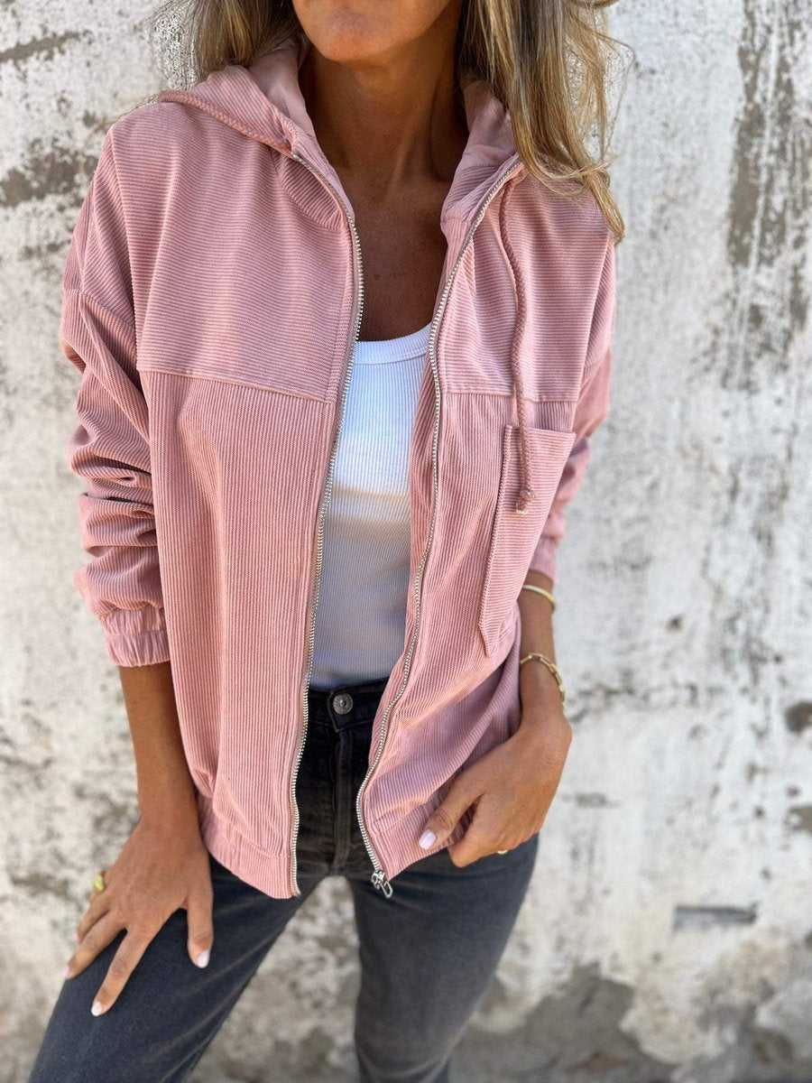 Lauren | Chaqueta acanalada con capucha y cremallera
