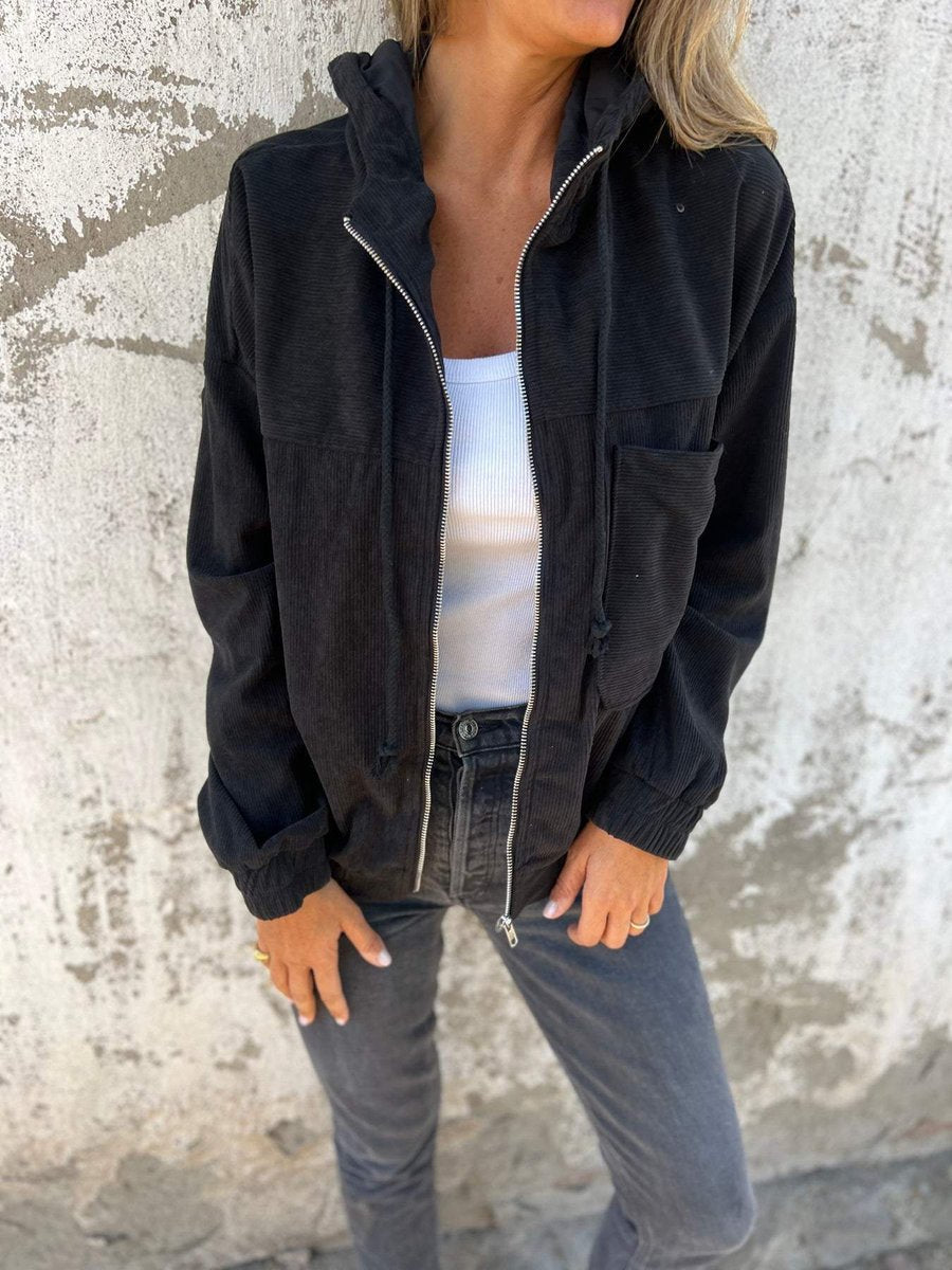 Lauren | Chaqueta acanalada con capucha y cremallera