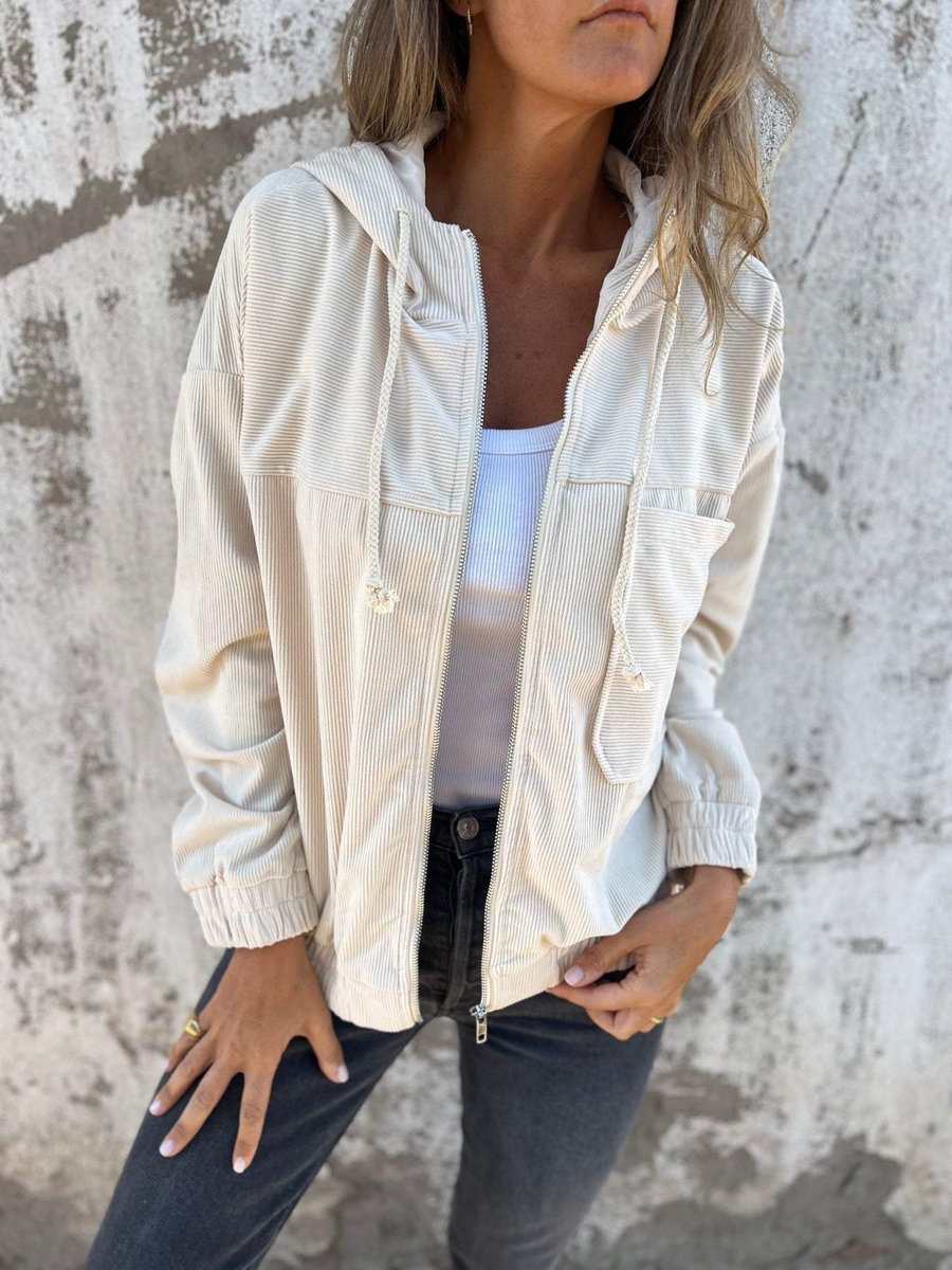 Lauren | Chaqueta acanalada con capucha y cremallera