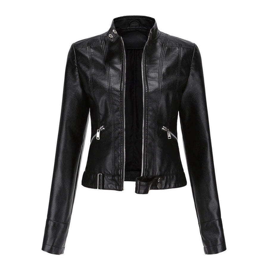 Linnea | Cazadora biker corta con cuello alto