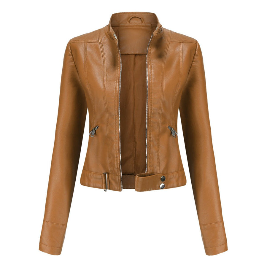Linnea | Cazadora biker corta con cuello alto