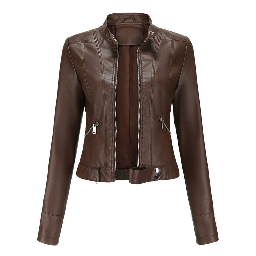 Linnea | Cazadora biker corta con cuello alto