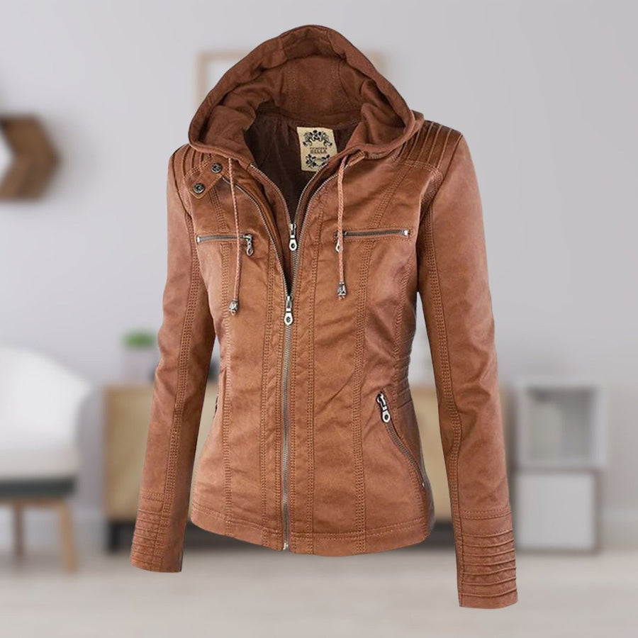 Lucinda | Cazadora biker con capucha desmontable