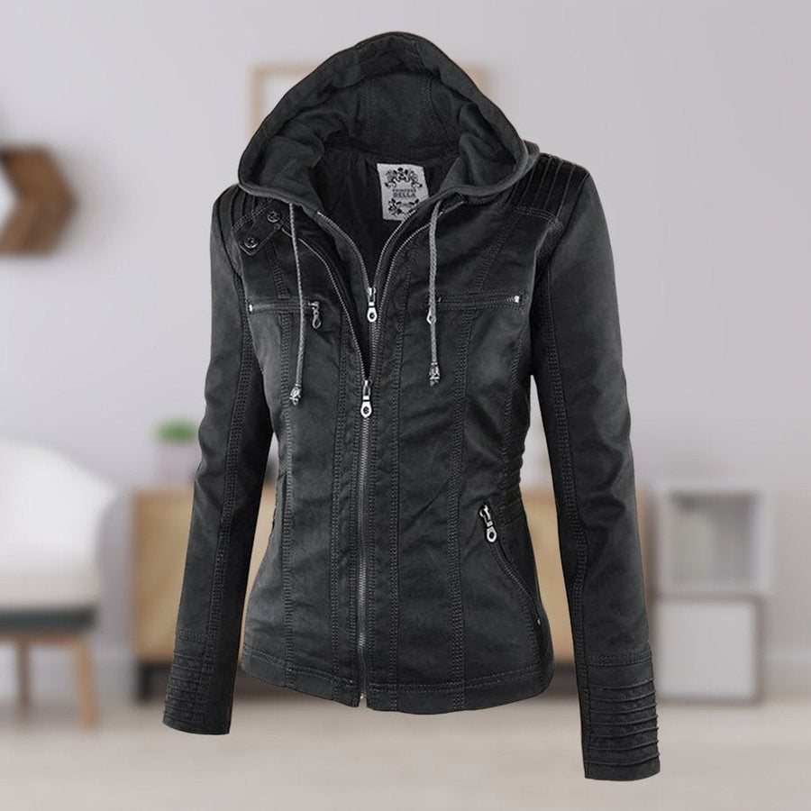 Lucinda | Cazadora biker con capucha desmontable