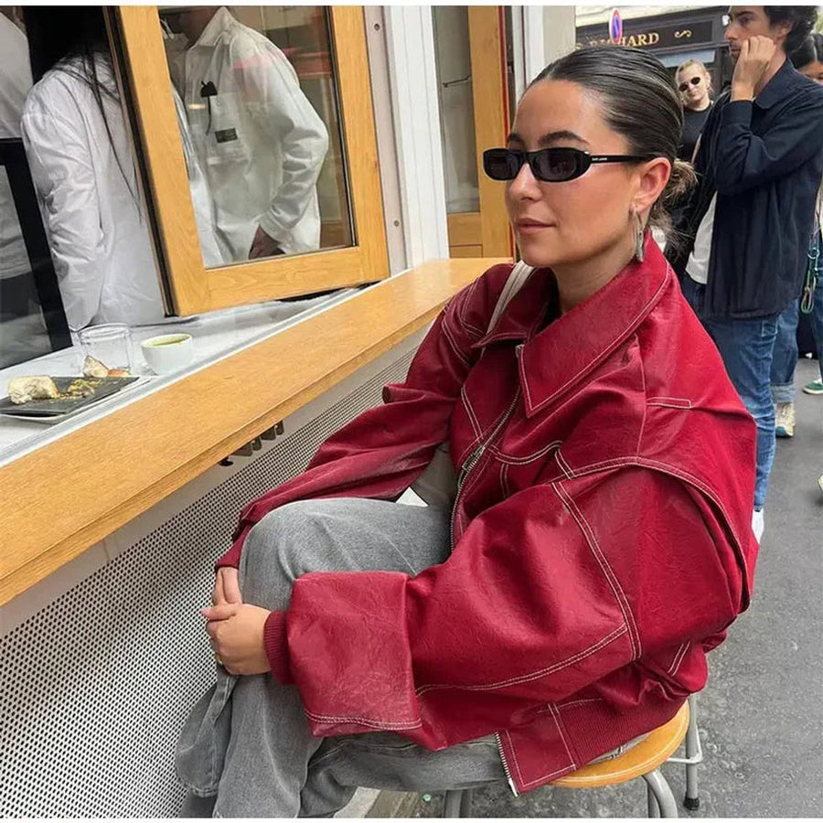 Renée | Bomber oversize con pespuntes en contraste