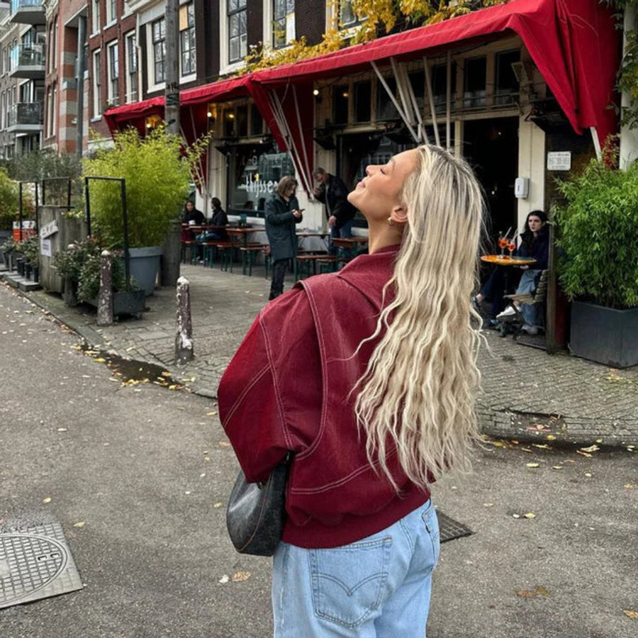 Renée | Bomber oversize con pespuntes en contraste