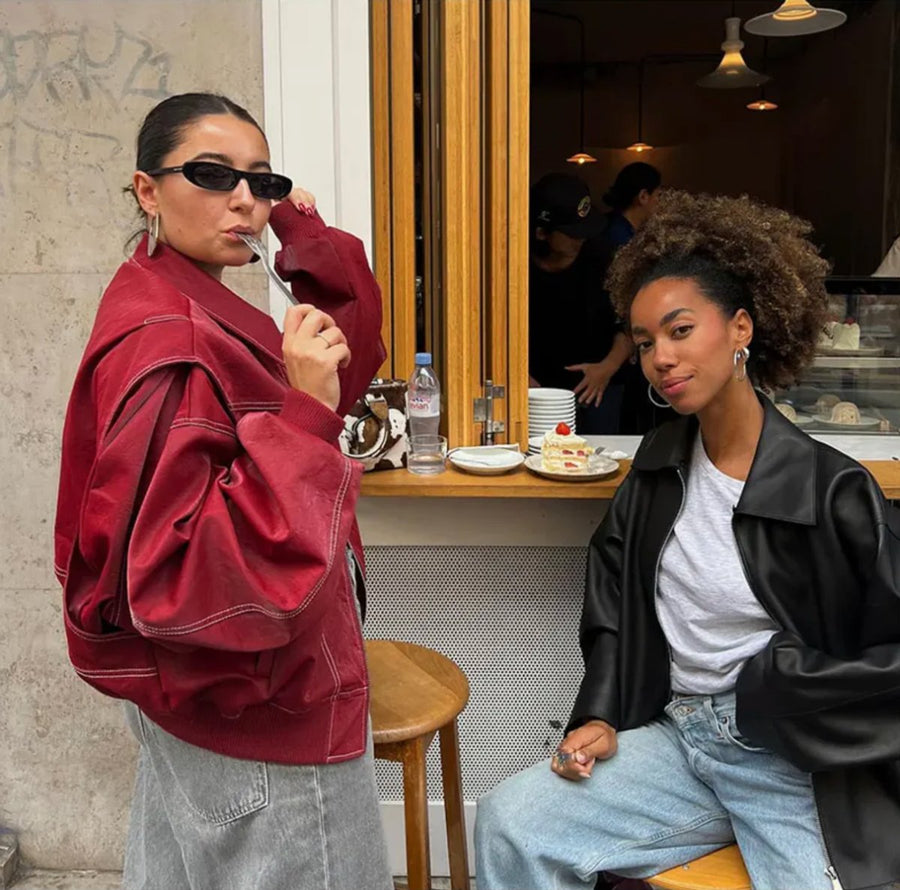 Renée | Bomber oversize con pespuntes en contraste