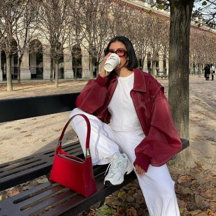 Renée | Bomber oversize con pespuntes en contraste
